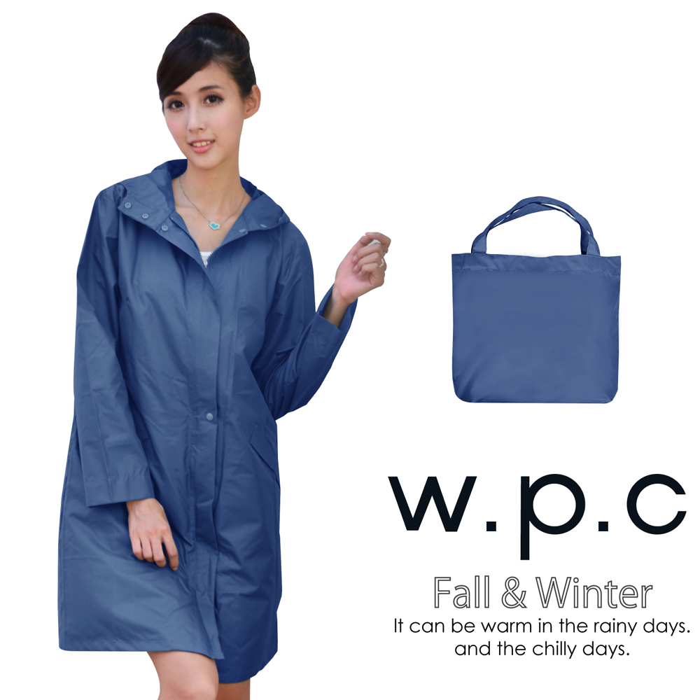 【w.p.c.】日系經典款。時尚雨衣/風衣(R1001)-深藍