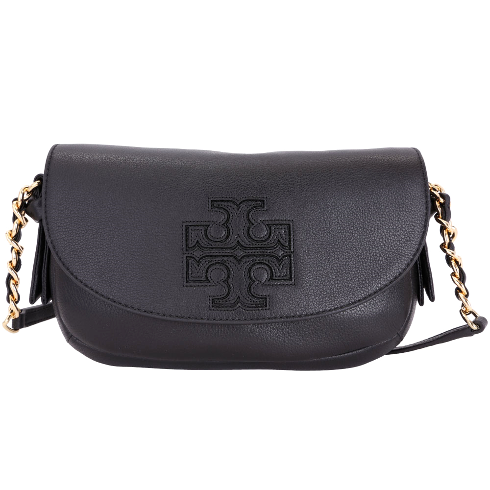 TORY BURCH Harper 雙T皮革肩背包(Mini/黑色)