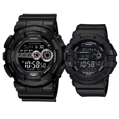 G-SHOCK x BABY-G 個性酷黑休閒錶&繽紛夜光錶-極速黑夜版