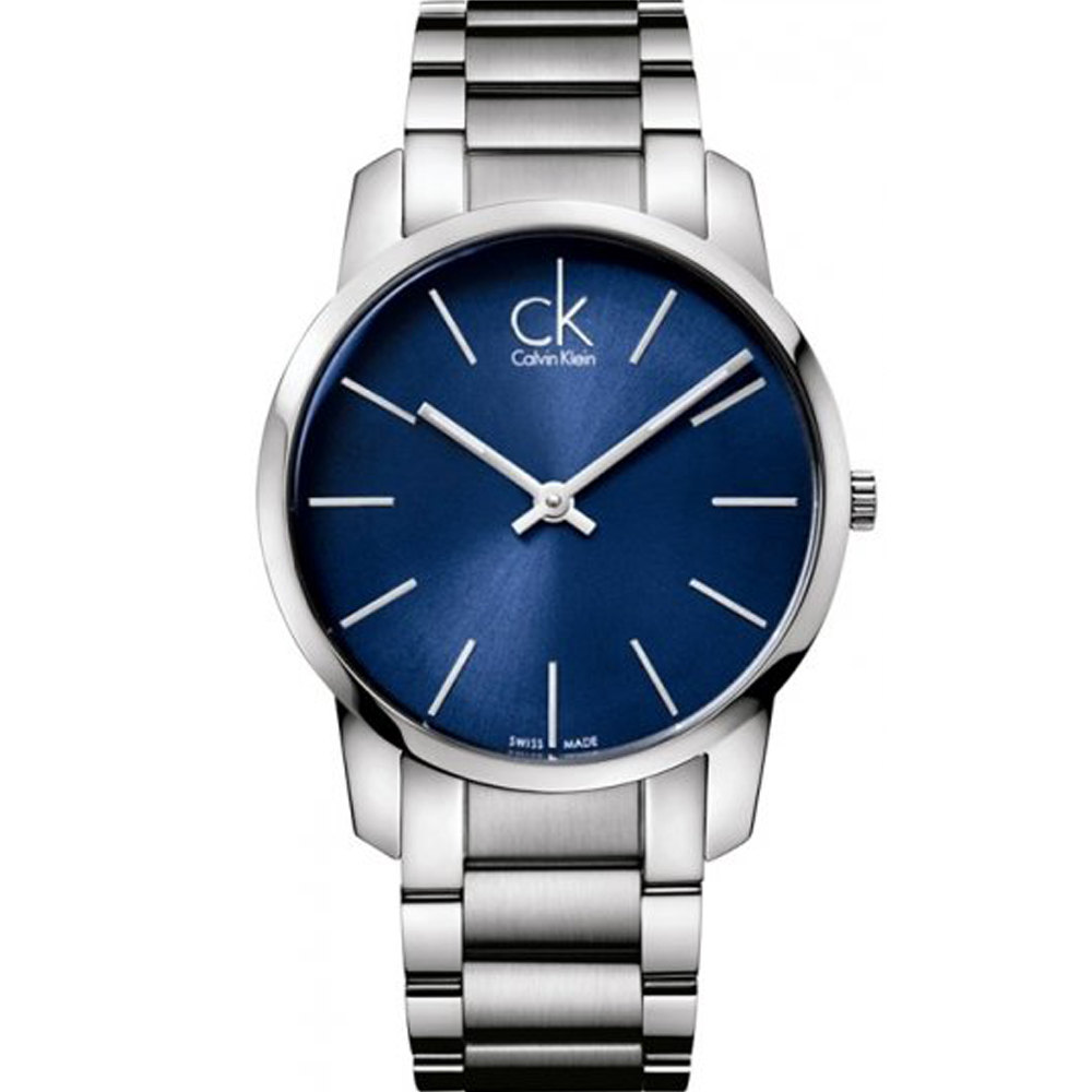 Calvin Klein 經典簡約石英錶-藍/43mm