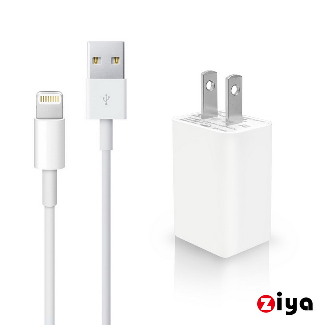 ZIYA iPhone Lightning 8pin USB充電器與充電線組合 時尚靚點款