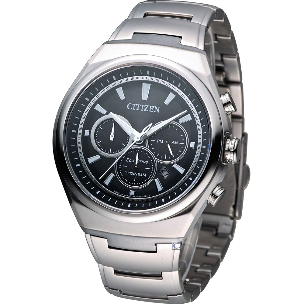 CITIZEN Eco-Drive 超級鈦三眼計時腕錶(CA4021-51E)-黑/42mm