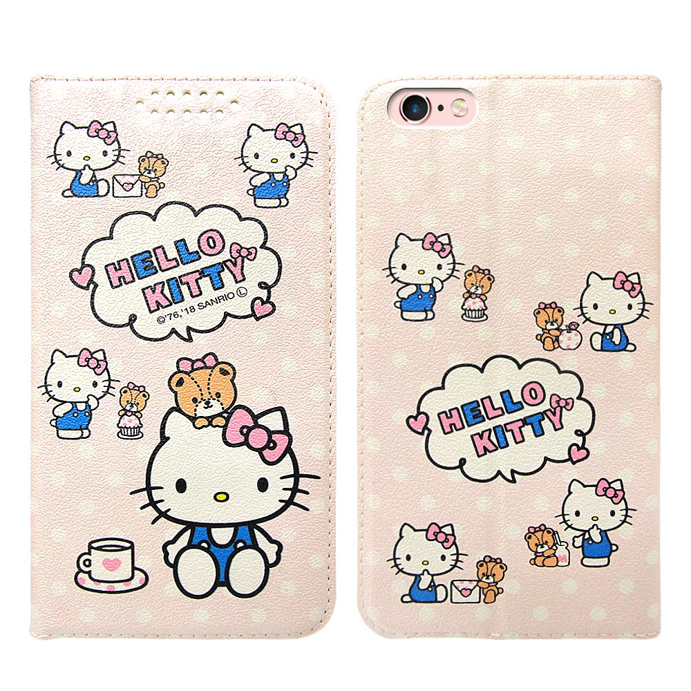 三麗鷗授權Hello Kitty貓 iPhone 6s/6 粉嫩系列彩繪磁力皮套(小熊)