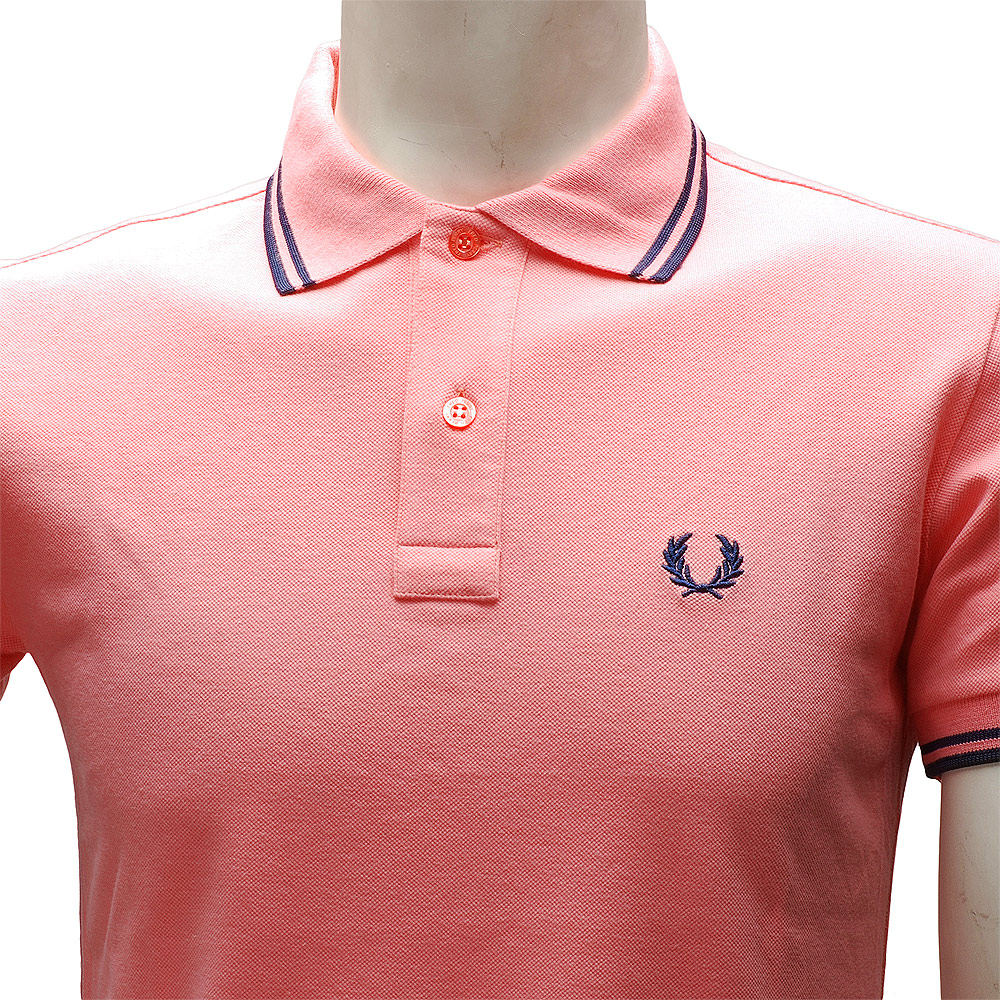 FRED PERRY 經典刺繡LOGO素面雙線立領短袖POLO衫(深粉紅-40號