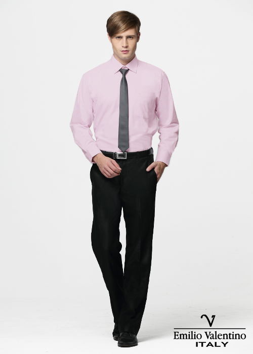 Emilio Valentino 范倫提諾商務長袖襯衫-粉紅