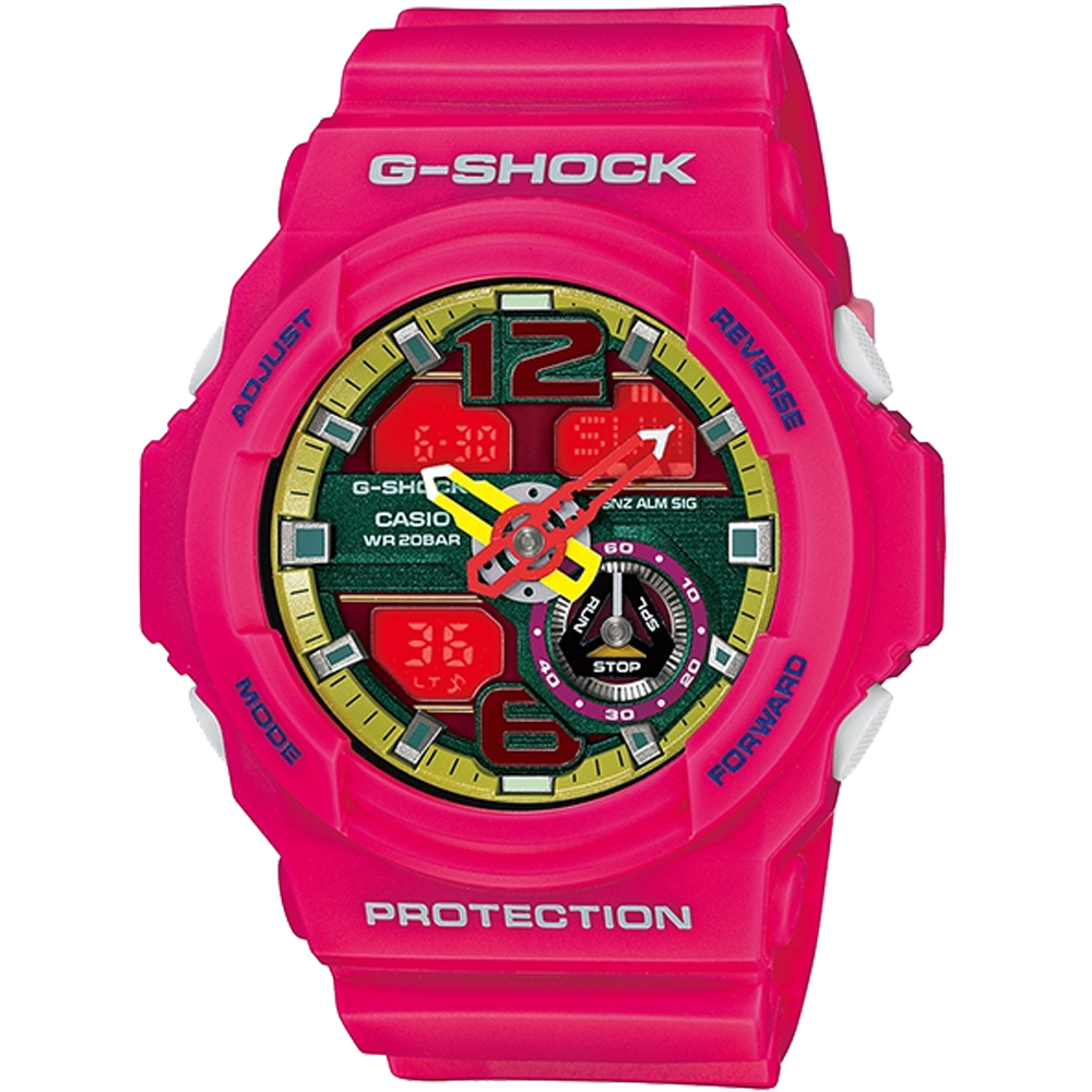 G-SHOCK 機械感鏤空雙顯休閒錶(GA-310-4A)-粉/52.2mm