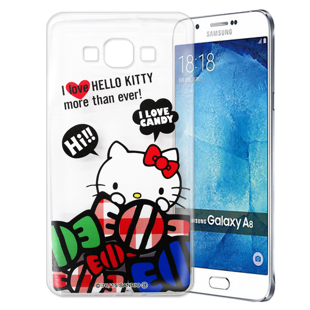 Hello Kitty Samsung Galaxy A8 透明軟式殼 糖果款