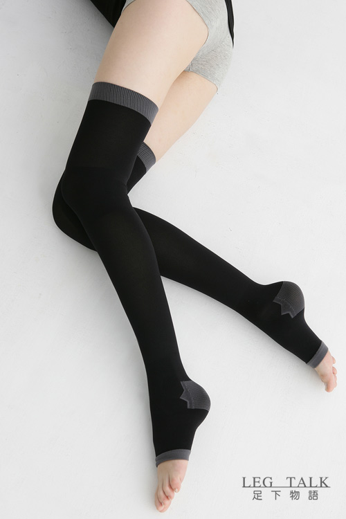 足下物語 台灣製 360丹美化曲線睡眠襪 2件組(黑/黑)
