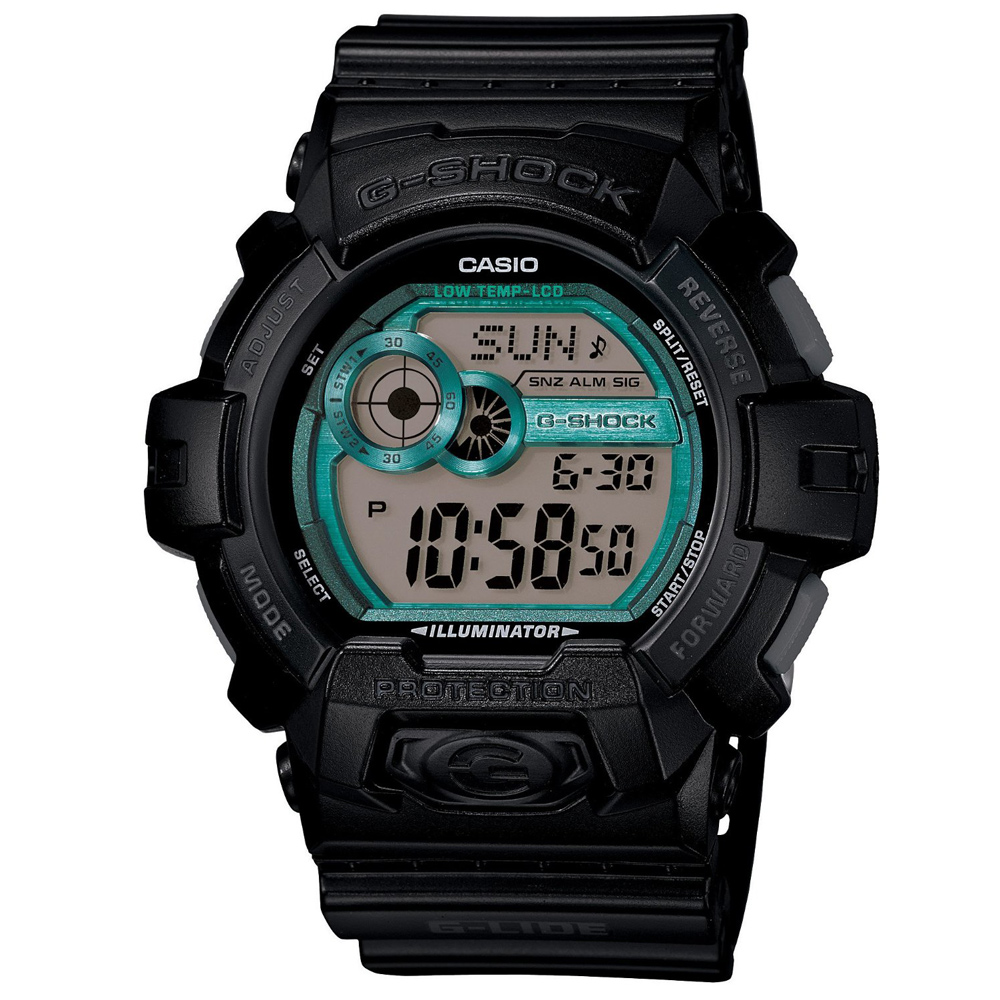 G-SHOCK 極限運動G-LIDE系列休閒錶(GLS-8900-1)-黑x藍框52mm