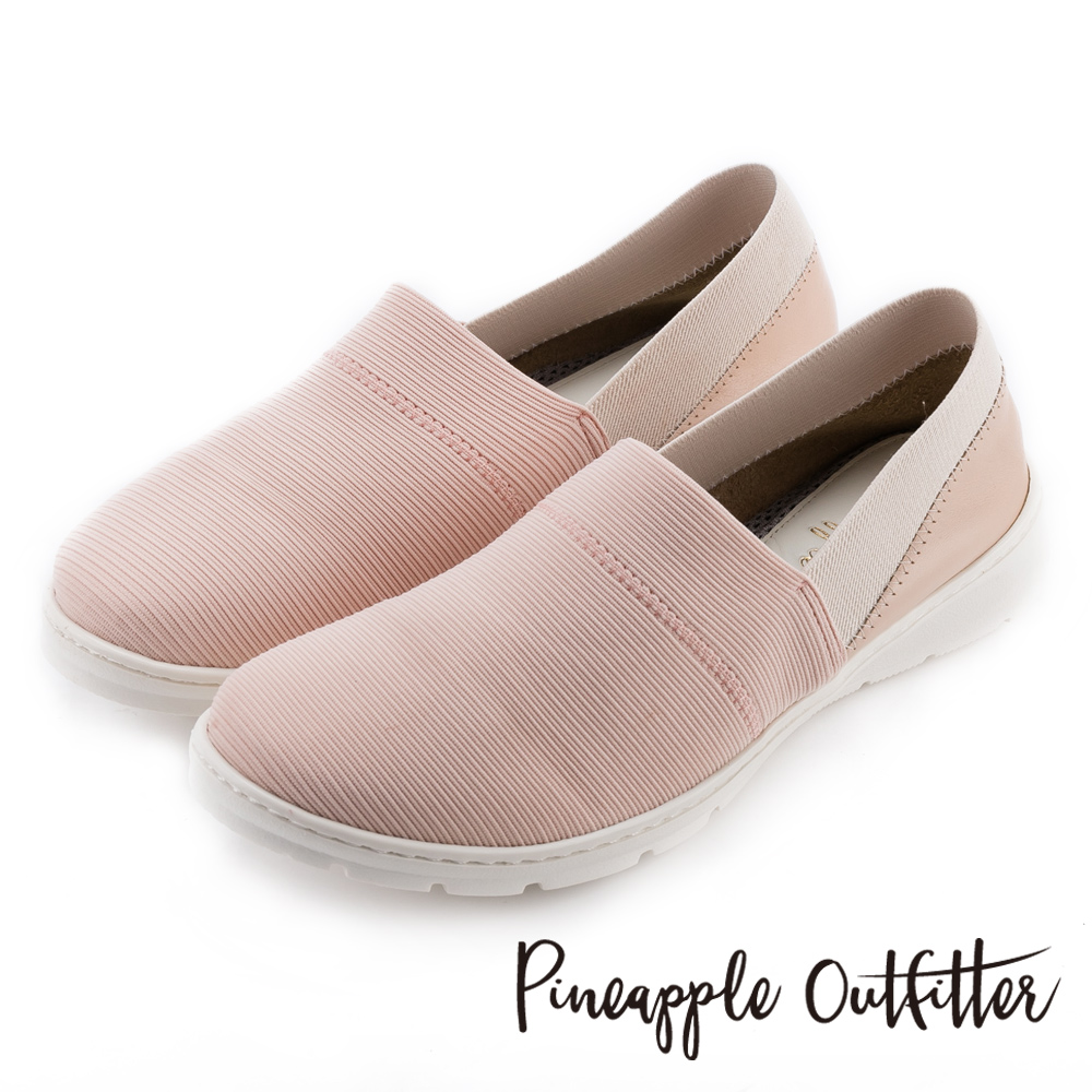 Pineapple Outfitter 輕盈首選  彈性布料拼接牛皮平底休閒鞋-粉色