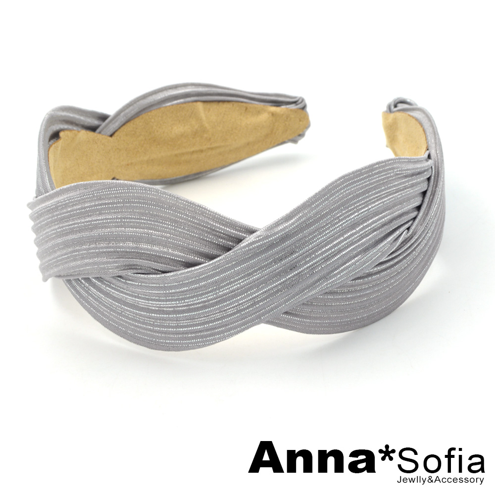 AnnaSofia 立體線交叉寬辮 韓式寬髮箍(亮銀絲系)