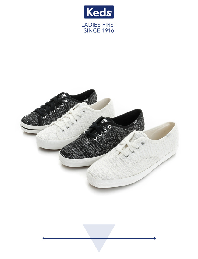 Keds KICKSTART金屬紗線綁帶休閒鞋-黑