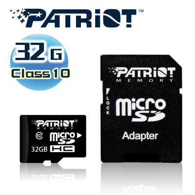 Patriot美商博帝 MicroSDHC 32GB Class10記憶卡+SD轉卡