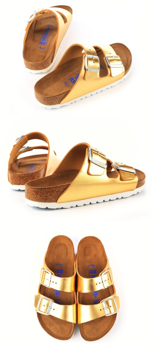 勃肯BIRKENSTOCK 1000064。亞利桑那 經典二條拖鞋(金)