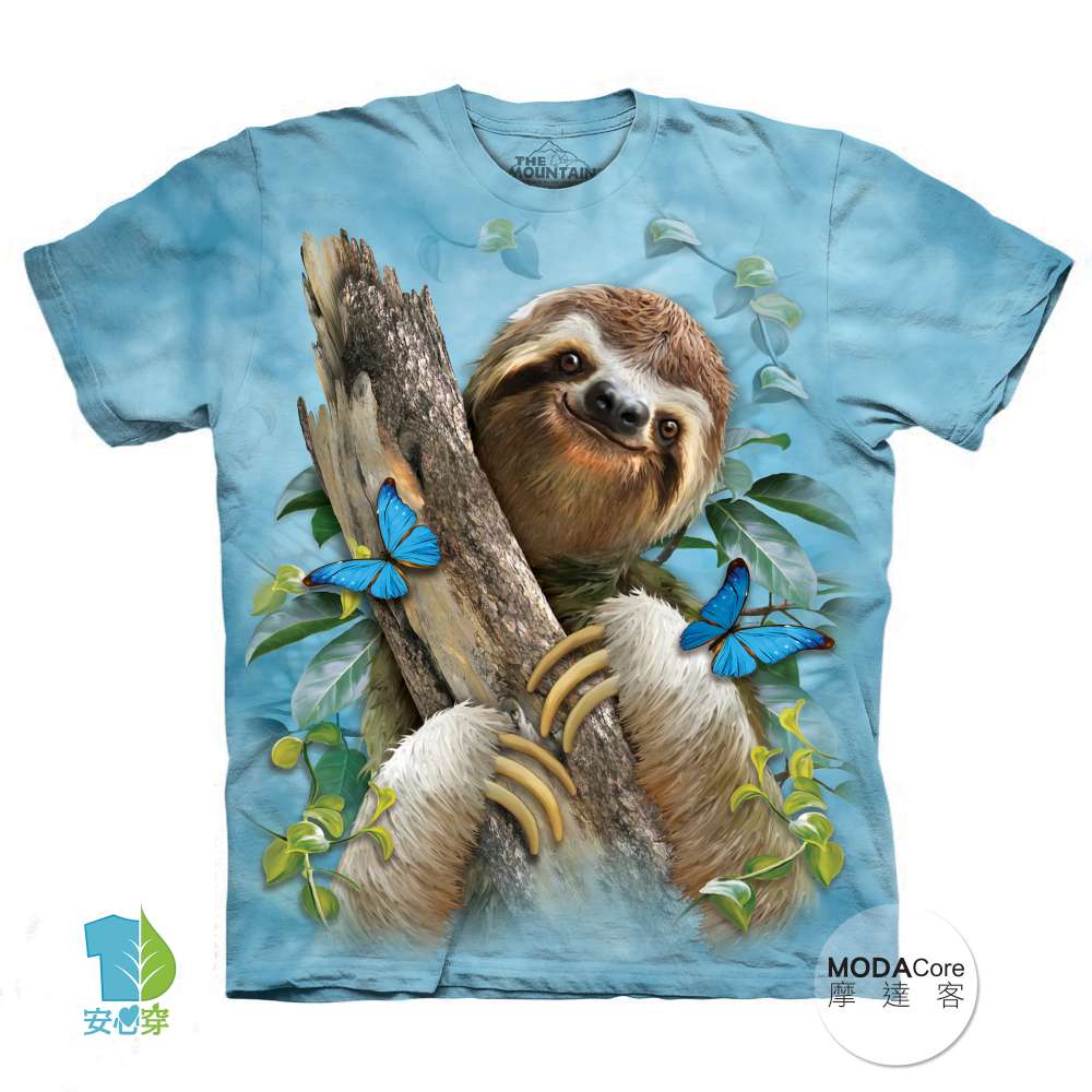 摩達客 美國進口The Mountain 樹懶與蝴蝶 純棉環保短袖T恤