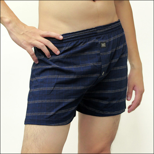BVD針織平口四角褲(深藍白古典格紋)