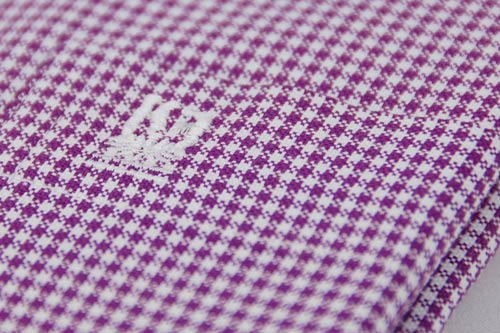金‧安德森 小圖紫色窄版短袖襯衫