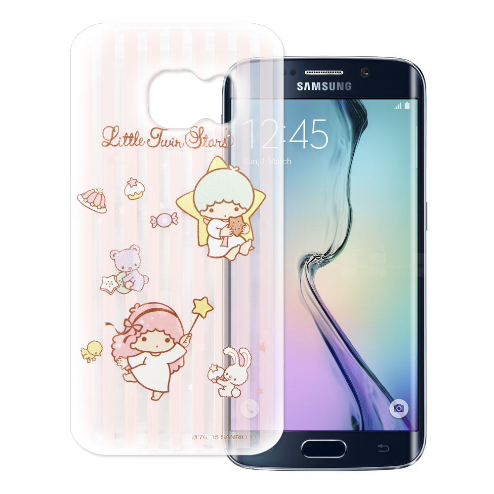 KikiLala雙子星Samsung S6 edge 透明軟式手機殼 粉紅條紋款