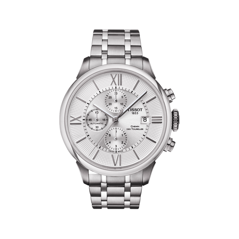 TISSOT 天梭 官方授權 杜魯爾系列機械計時腕錶-銀/44mm T0994271103800