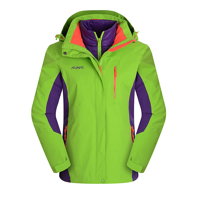 ATUNAS 歐都納 防水科技保暖纖維二件式女外套 A-G1655W 果綠/深紫