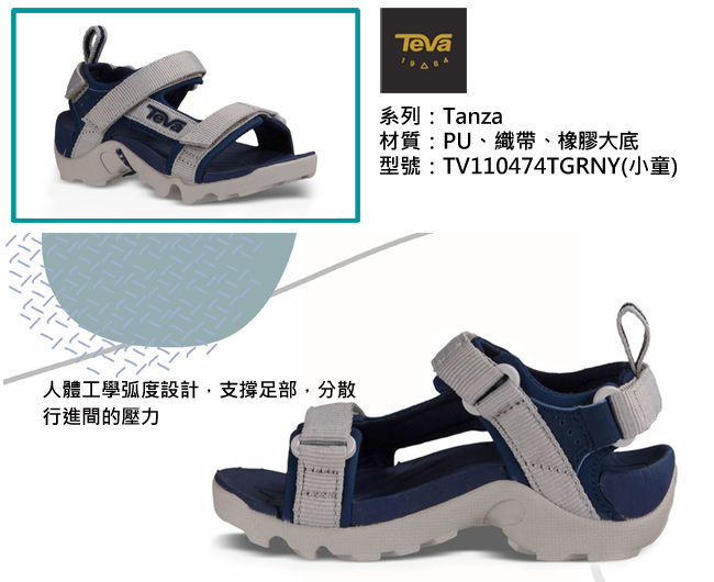 TEVA 美國 寶寶 T Tanza 運動涼鞋(藍灰)