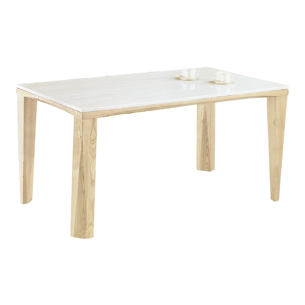 品家居 阿蜜莉4.3尺原木紋實木石面餐桌-140x80x74cm免組