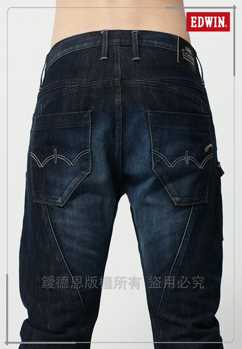 EDWIN 窄直筒E-F 貼袋機能3D牛仔褲-男-酵洗藍