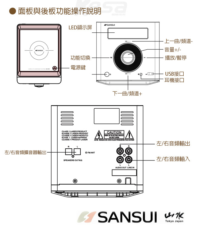 山水SANSUI 數位式藍芽/USB/CD/FM床頭音響組(MS-616)