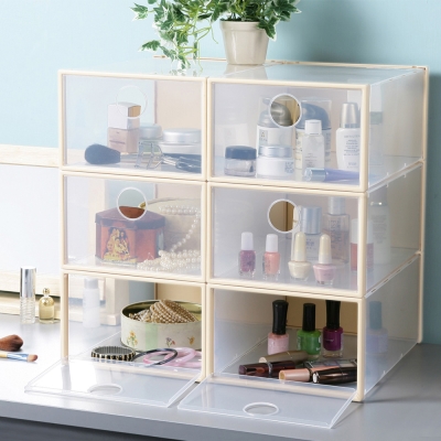 創意達人前掀式可疊淺色收納盒(6入)