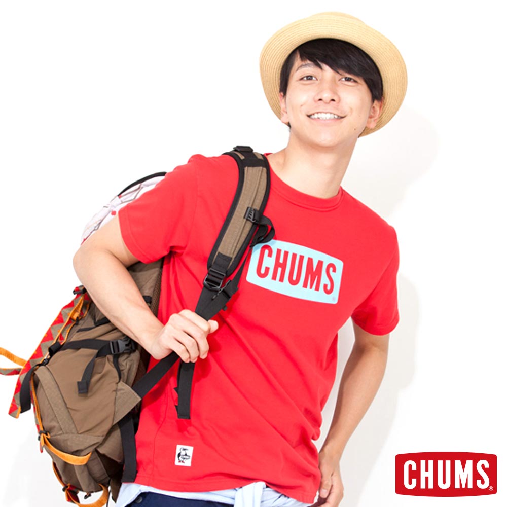 CHUMS 男 Logo Tech 短袖T-Shirt 宴會紅