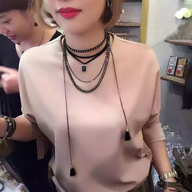 梨花HaNA韓國注目黑寶石方塊頸鍊CHOKER