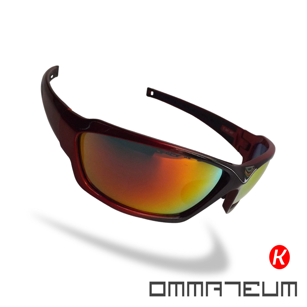 《OMMAETUM K 》自行車時尚寬版造型護目鏡 炫麗紅