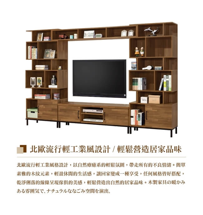 日本直人木業-MAKE積層木開放310CM電視收納櫃組(310x40x196cm)