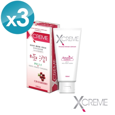 x-creme超快感 蔓越莓潤滑液100ml(3入組)