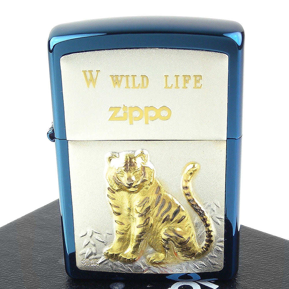 ZIPPO 日系~WILD LIFE-老虎圖案鍍鈦純銀貼片打火機