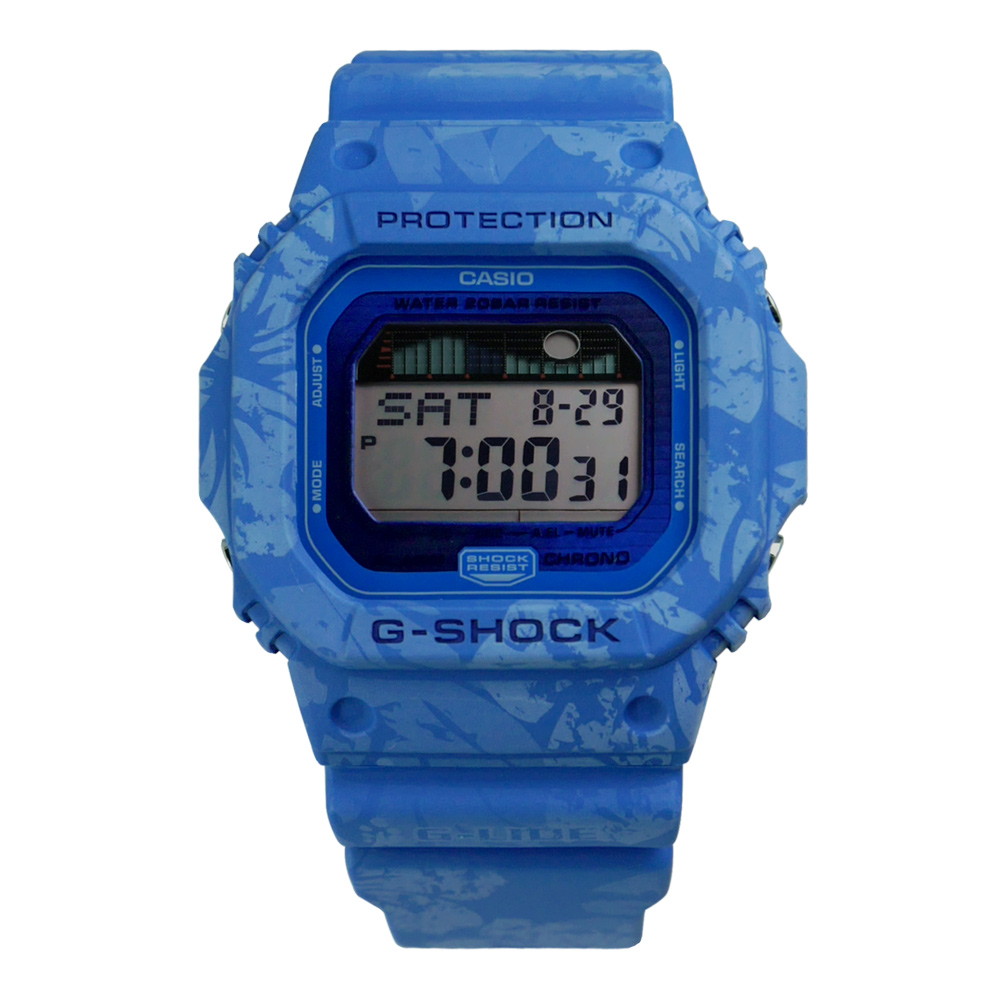 G-SHOCK 衝浪系列夏威夷扶桑花躍動電子腕錶(GLX-5600F-2)-藍色/43mm