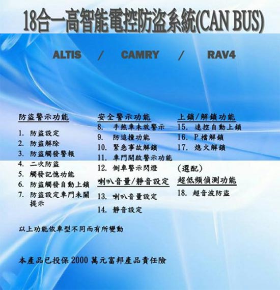 嘉燈智能CAN-BUS (豪華型)高智能電控防盜系統