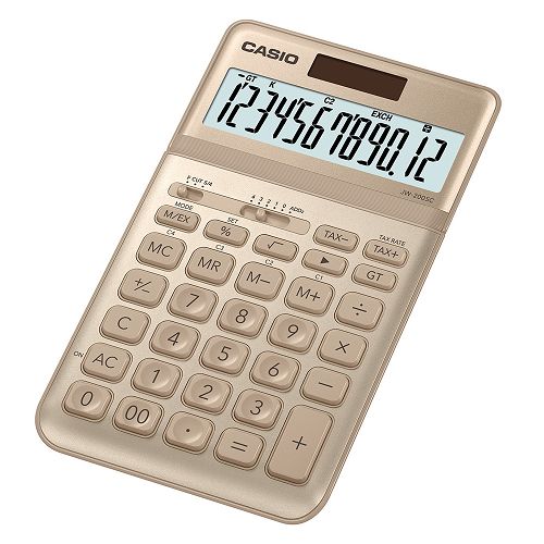 CASIO 12位元時尚霧面系列桌上型計算機(JW-200SC-GD)-香檳金