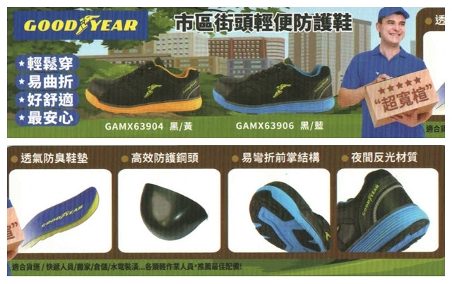 GOODYEAR-新一代寬楦鋼頭專業工作鞋-黑藍MXSI3906