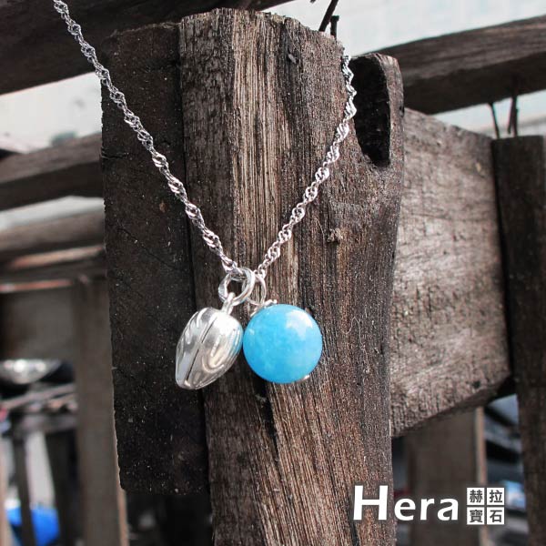 Hera 925純銀手作天然海藍寶花苞項鍊/鎖骨鍊