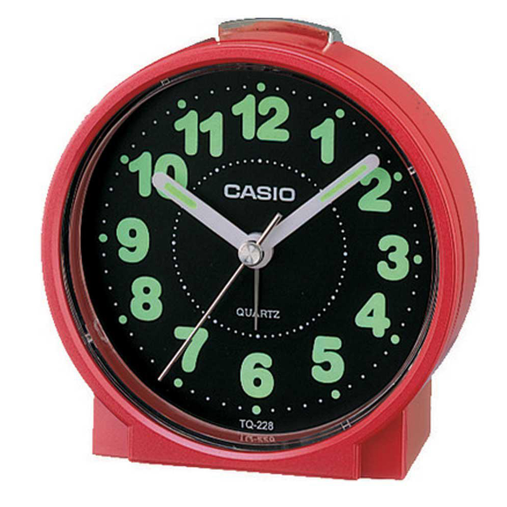 CASIO 桌上圓型指針款鬧鐘(TQ-228-4)-紅x黑面