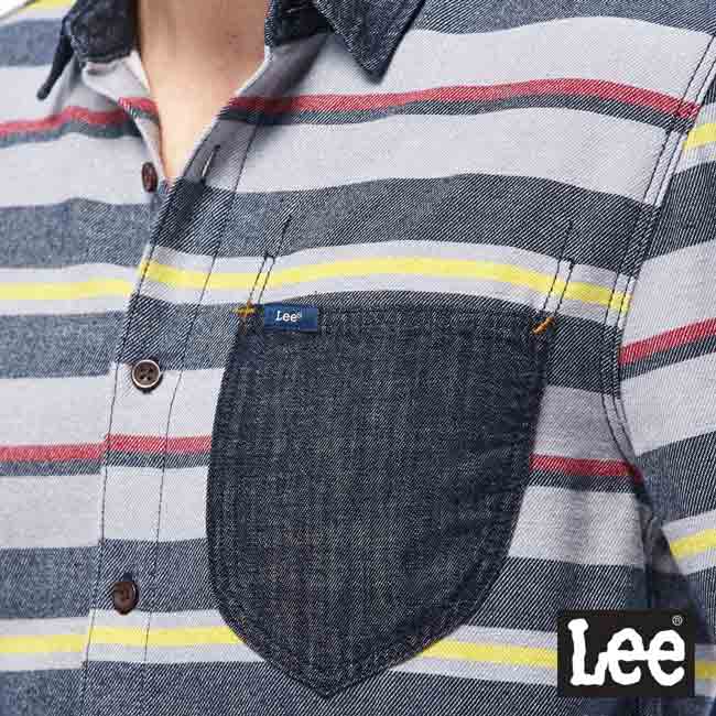 Lee 法蘭絨長袖襯衫-男款-麻灰