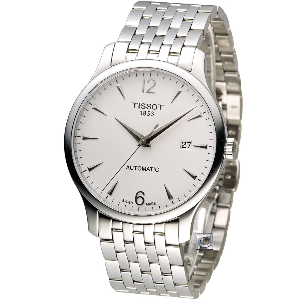 TISSOT T-TRADITION 極簡雅士時尚機械腕錶-銀/40mm