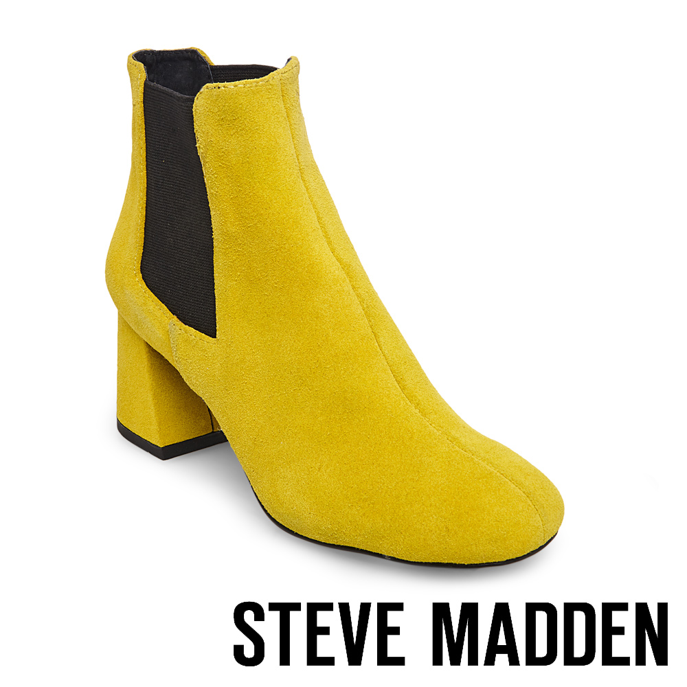 STEVE MADDEN-MODEST 麂皮粗跟雀爾喜靴-黃色