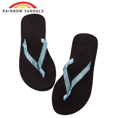 Rainbow Sandals美國細緻亮片夾腳休閒拖鞋-水藍色