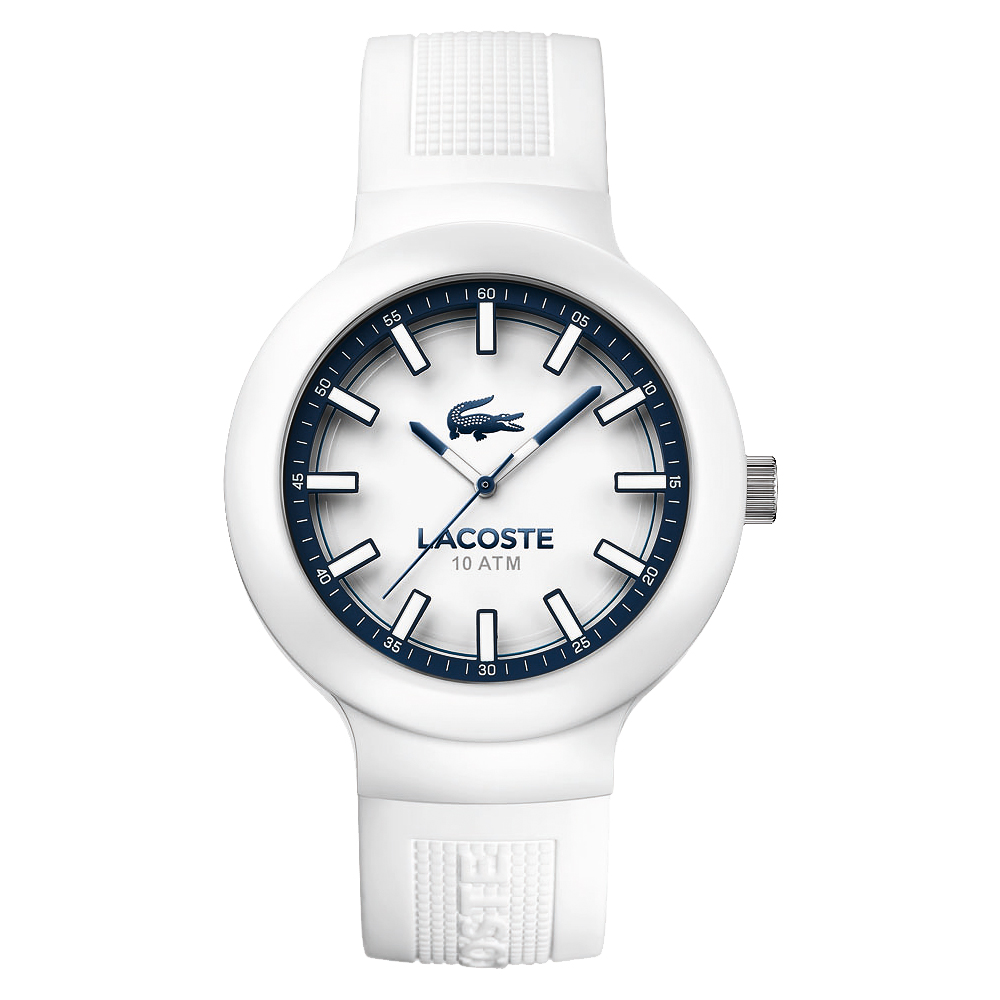 Lacoste 鱷魚 Borneo 經典時尚腕錶-白/44mm