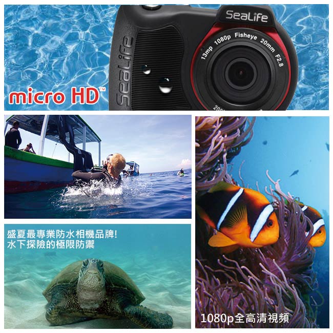 【福利品】Sealife海洋探險家海/陸兩用全天候60米專業潛水相機SL-500-展售機