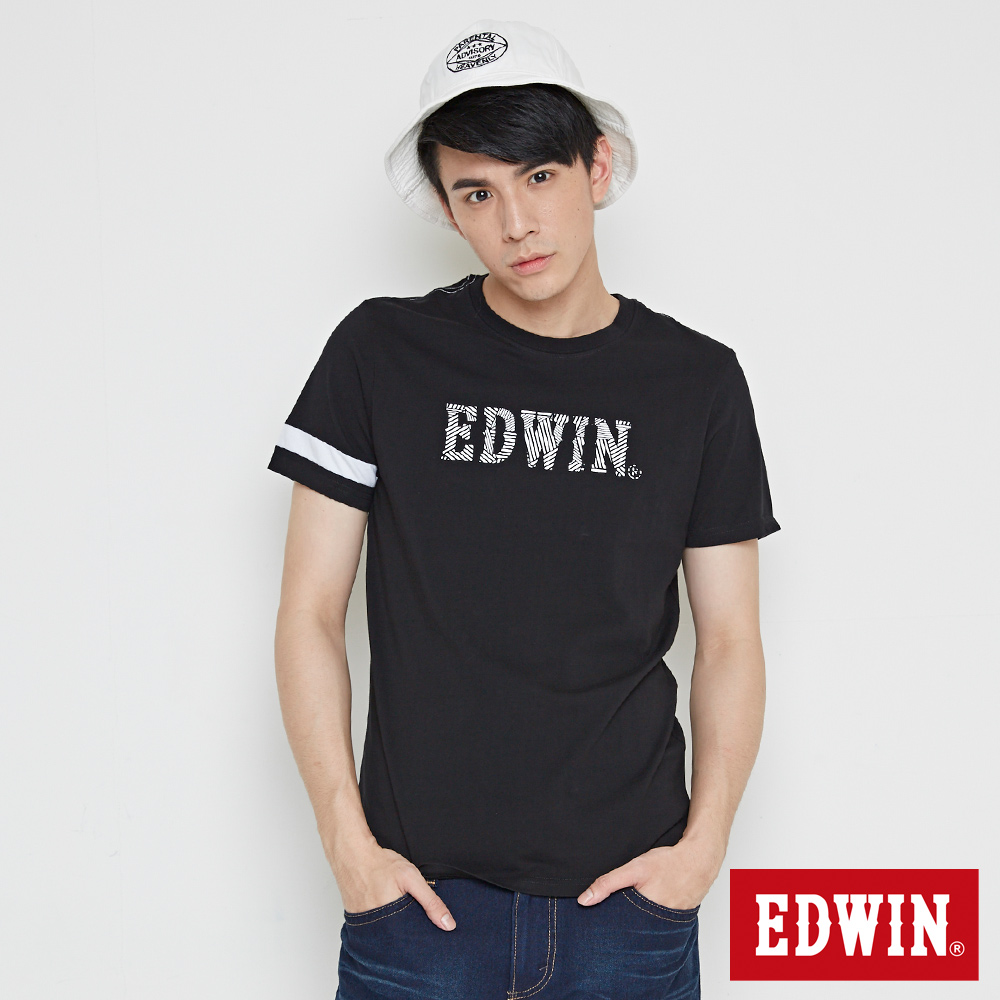 EDWIN LOGO運動風短袖T恤-男-黑色