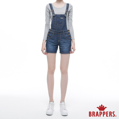 BRAPPERS 女款 Boy friend系列-口紅女孩寬版吊帶短褲-藍
