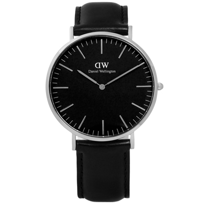 DW Daniel Wellington Classic旗艦真皮手錶-黑色/40mm